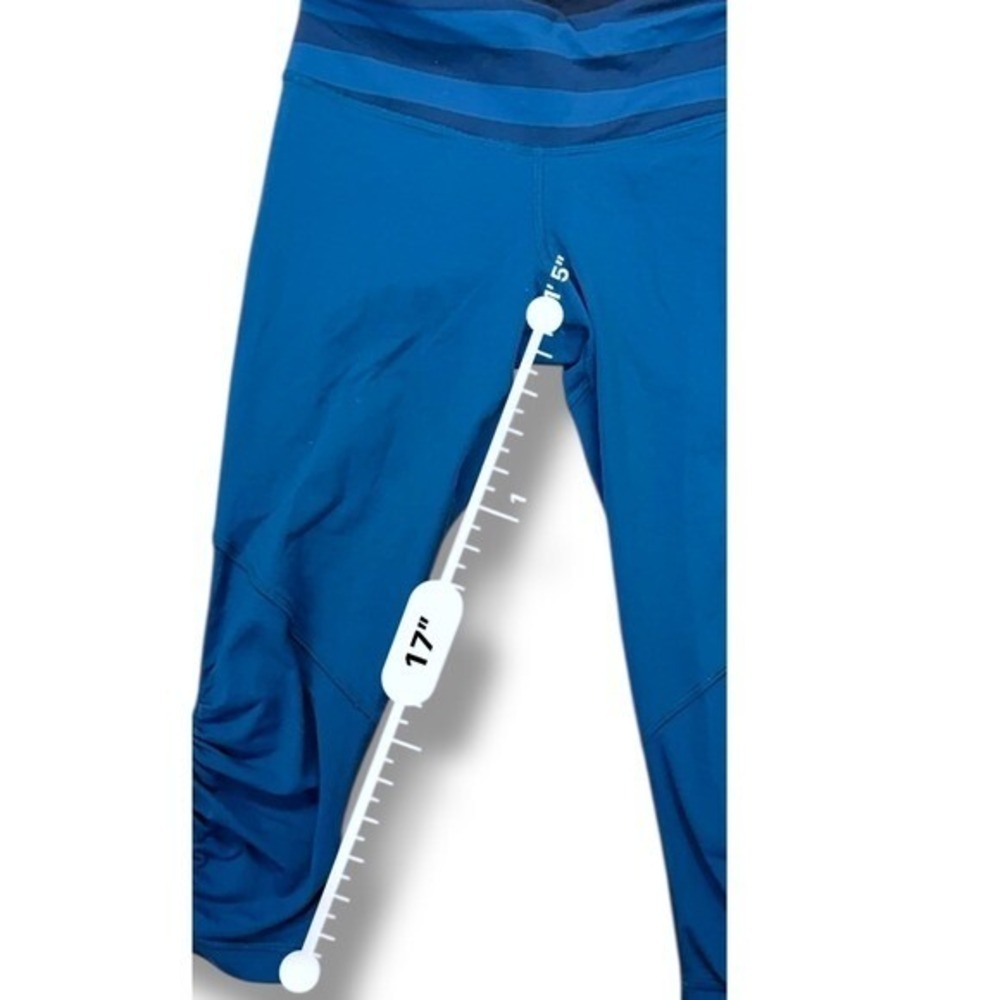 Lululemon Run Inspire Crop II Running Athletic Blue Black leggings Size 4 - Picture 2 of 14